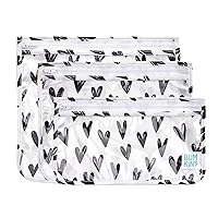 Bumkins Travel Bag, Toiletry, TSA Approved Pouch, Zip Bag, Quart Size Airline Compliant, Clear-Sided, Baby, Diaper Bag Organization, Makeup, Accessories, Packing, Set of 3 Sizes, Black Hearts
