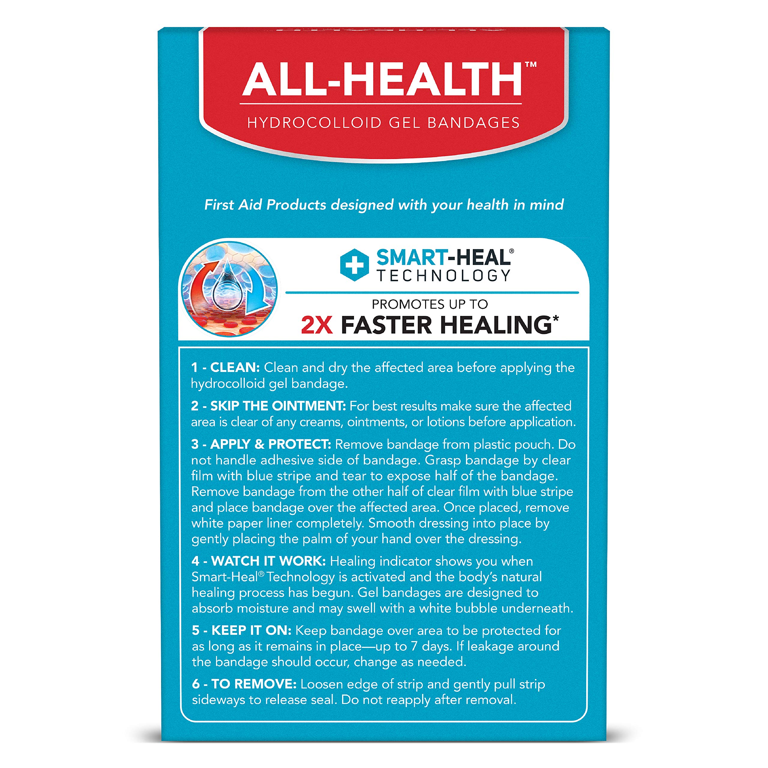 All Health Advanced Fast Healing Hydrocolloid Gel Bandages, Regular 20 ct | 2X Faster Healing for First Aid Blisters or Wound Care, 20 Count