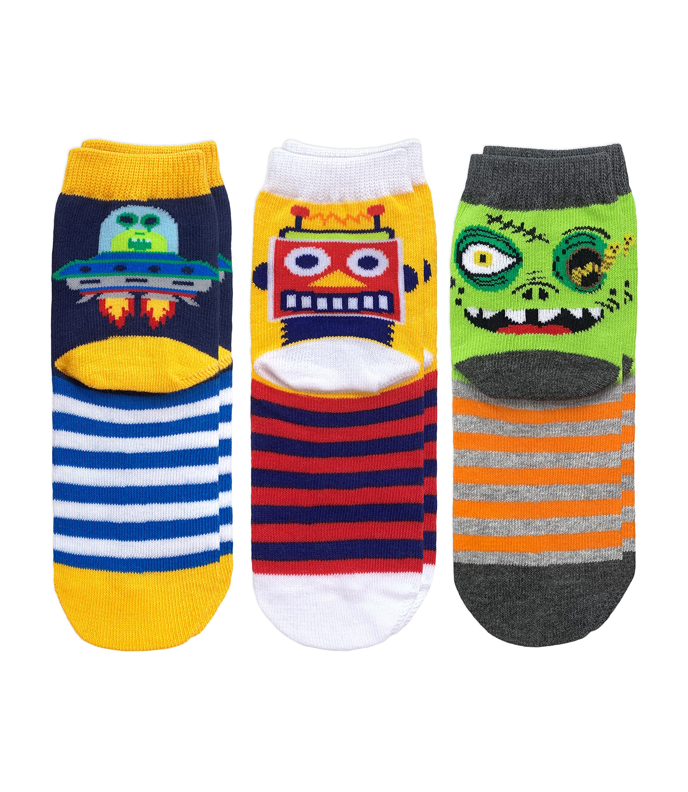 Jefferies Socks Boys Robot Alien Zombie Fun Novelty Pattern Crew Socks 3 Pack