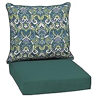 Reversible Outdoor Deep Seating Cushion Set 24 x 24, Sapphire Aurora Blue Damask