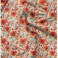 Soimoi Cotton Poplin Orange Fabric by The Yard - 42 Inch Wide - Florals Print Fabric - Elegant and Timeless Patterns for Fashion and Home Decor Printed Fabric
