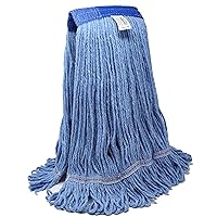 Mop Heads Commercial Grade USA Made Looped End Heavy Duty Large Mop Head of Blue 4-Ply Synthetic Yarn Industrial Wet Mop Head Replacement and String Mop Refills (1, Large)