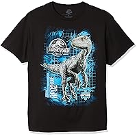Jurassic World Boys 2 Blue Raptor Grid Short Sleeve T-Shirt