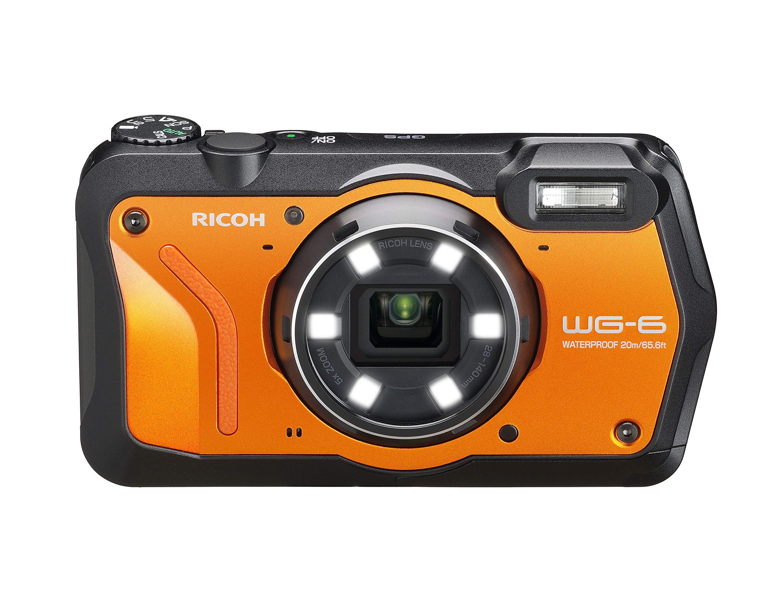 Ricoh WG-6 Webcam Orange Waterproof Camera 20MP Higher Resolution Images 3-Inch LCD Waterproof 20m Shockproof 2.1m Underwater Mode 6-LED Ring Light for Macro Photography