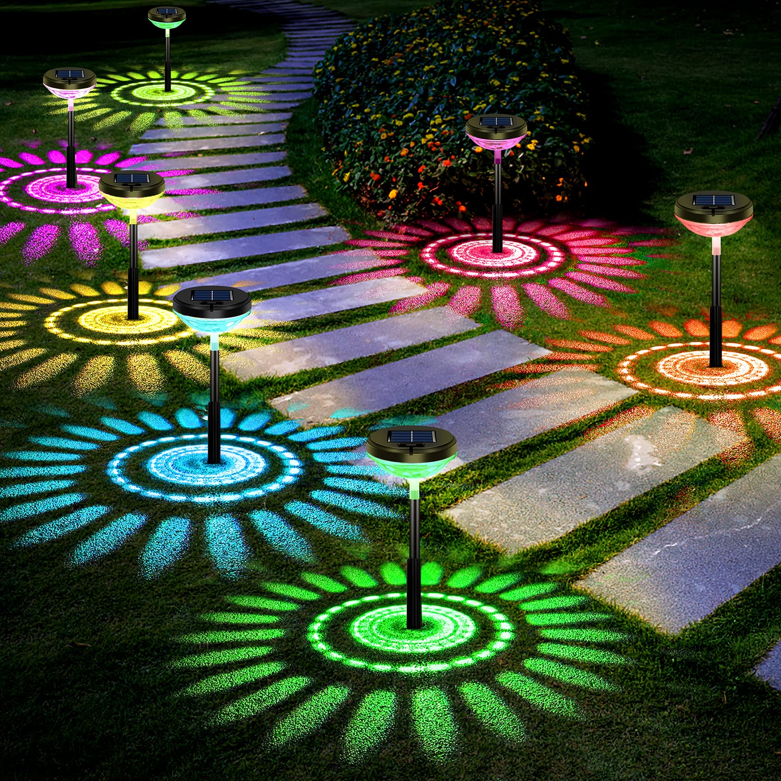 Mua Bright Solar Pathway Lights Outdoor 6 Pack,Color Changing+Warm ...