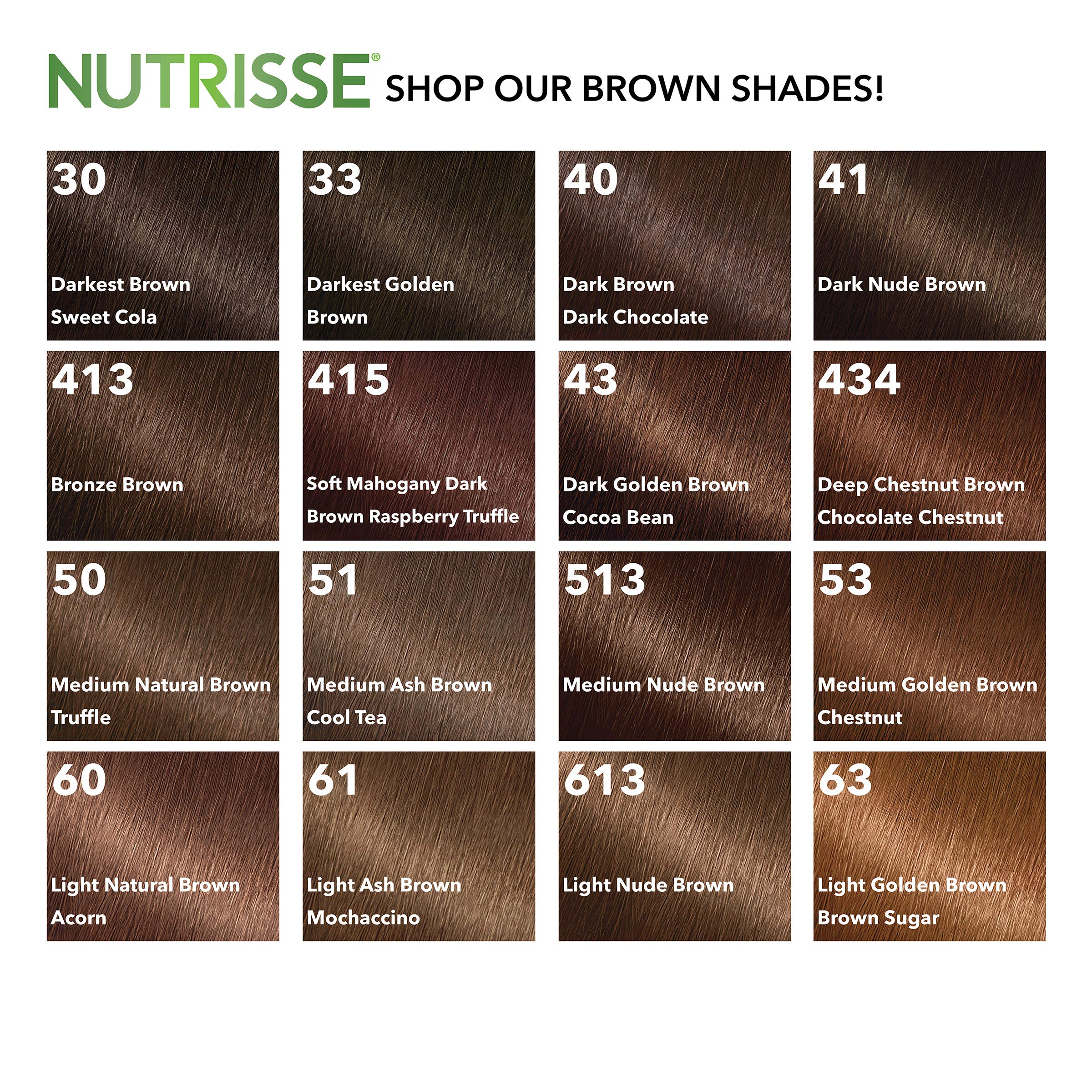 Garnier Nutrisse Nourishing Hair Color Creme, 50 Medium Natural Brown (Truffle) (Packaging May Vary)