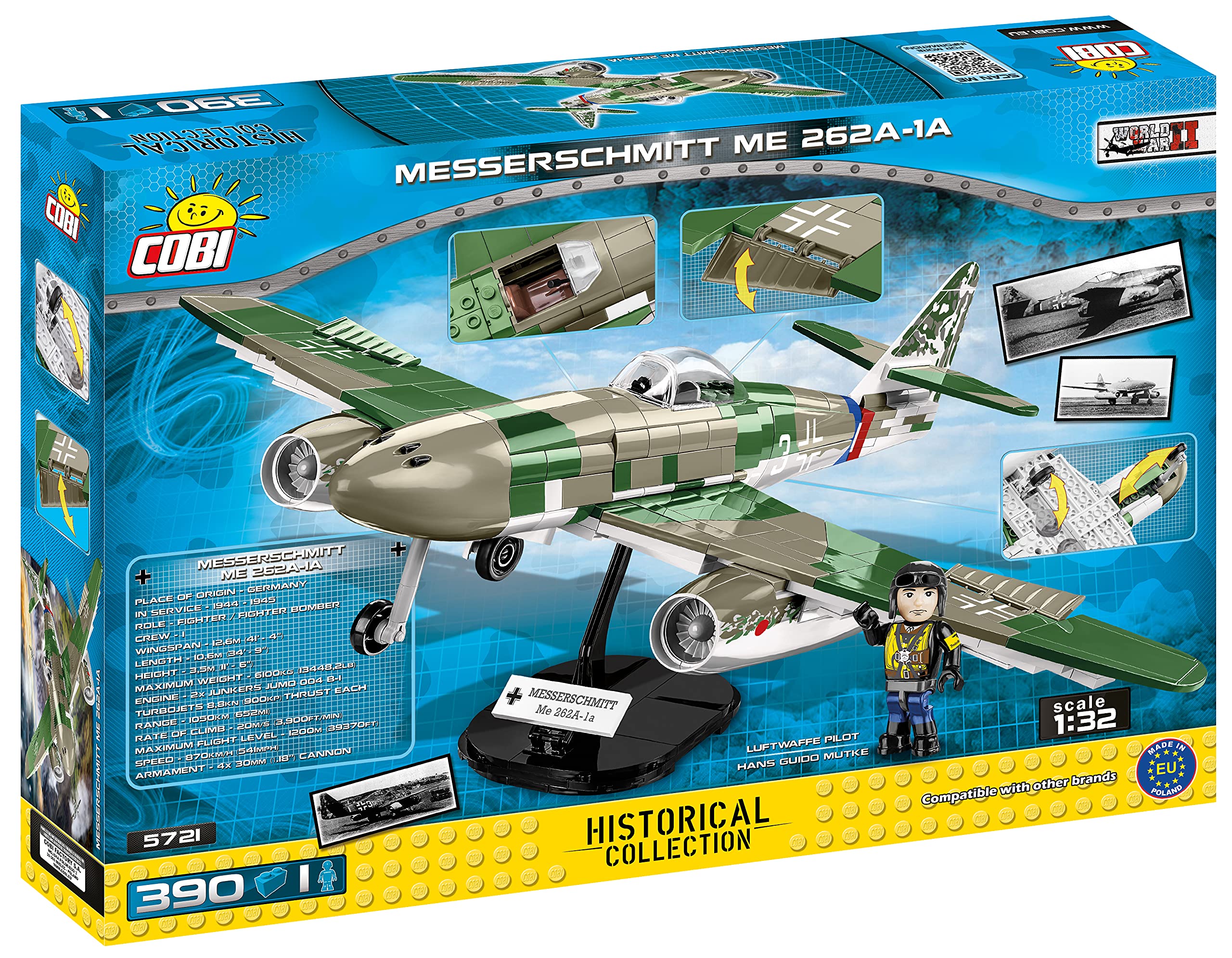 Cobi toys 390 Pcs Hc WWII /5721/ Messerschmitt Me 262A 1A