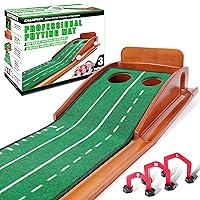 CHAMPKEY Two-Hole Golf Putting Mat with 3 Golf Putting Gates - Improves Putting Accuracy and Skill Levels- Ideal Golf Putting Green for Indoor and Outdoor Training