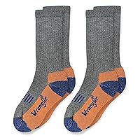 Wrangler Boy's Merino Wool Cushion Seamless Boot Socks 2 Pair Pack, Grey, Small