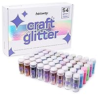 Hemway 54 Glitter Tube Craft Box Multi-Purpose Glitter for Arts and Crafts, DIY Scrapbooks, Epoxy Resin, Tumblers, Cosmetic Grade, Nail Design 54 x 0.34oz/9.6g - Ultrafine (1/128