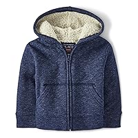 The Children's Place Baby Boys' and Toddler Long Sleeve, Sherpa Lined, Zip-Front Hoodie Sweatshirt