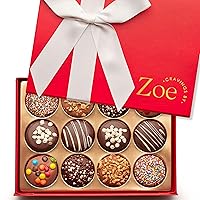 CRAVINGS BY ZOE Mothers Day Gourmet Chocolate Covered Cookie Gift Basket | 12 Count | Milk Chocolate Candy Gift Box | Food Gift, Birthday Gifts for Women Men Mom Dad Adults Couples & Families