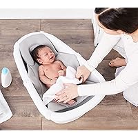 Baby Basics 3-in-1 Grow with Me Bath Tub, Award Winning Brand, Adjustable As Your Baby Grows, Includes Foam Padded Air Mesh Sling, Drying Hook,