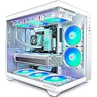 MUSETEX ATX PC Case,5 PWM ARGB Fans Pre-Installed,360MM RAD Support,Type-C Gaming 270° Full View Tempered Glass Mid Tower Pure White ATX Computer Case,Y6