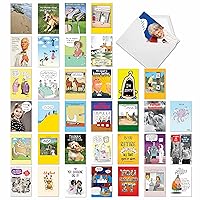 NobleWorks - 36 Assorted Funny Mixed Occasions Cards Box Set with Envelopes - Humor Get Well, Blank Bulk Greeting Card Variety Pack (36 Designs, 1 Each) - Mixed Messages AC9145XXG-B1x36