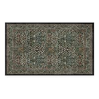 x Morris & Co Washable Rug - Perfect Bohemian Area Rug for Living Room Bedroom Kitchen - Non-Slip, Child Friendly, Stain & Water Resistant - Blackthorn Forest Green 3'x5' (Standard Pad)