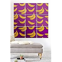 Society6 Evgenia Chuvardina Bright Bananas Wood Wall Mural, 3' x 3', Purple