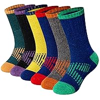 WEVIAS Kids Merino Wool Hiking Socks Boys Girls Thermal Winter Cozy Boot Warm Cushion Socks 6 Pairs