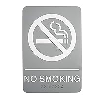 Headline Sign ADA Plastic No Smoking Sign, Braille and Image Plastic Door and Wall Sign (4813)