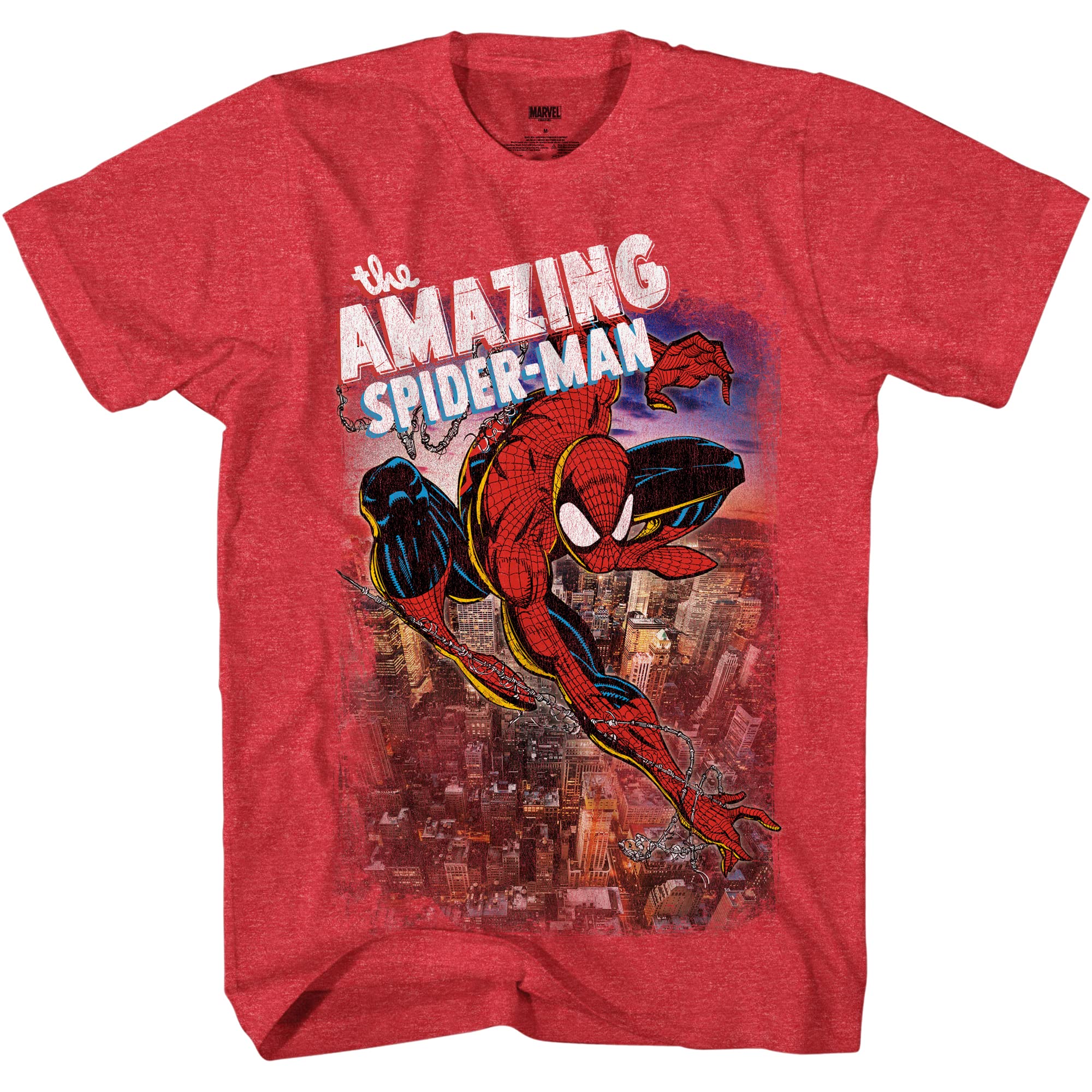 Marvel Men's T-Shirt, Red Heather, Small