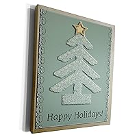 3dRose Green Tree with Gold Star, Happy Holidays - Museum Grade Canvas Wrap (cw_15191_1)
