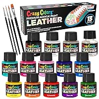 Premium Acrylic Leather and Shoe Paint Kit, 13 Colors, Deglazer, 4-Piece Brush Set - 1 oz Bottles, Flexible, Scratch Peel Resistant - Artist Sneakers, Jackets, Bags, Purses, Furniture