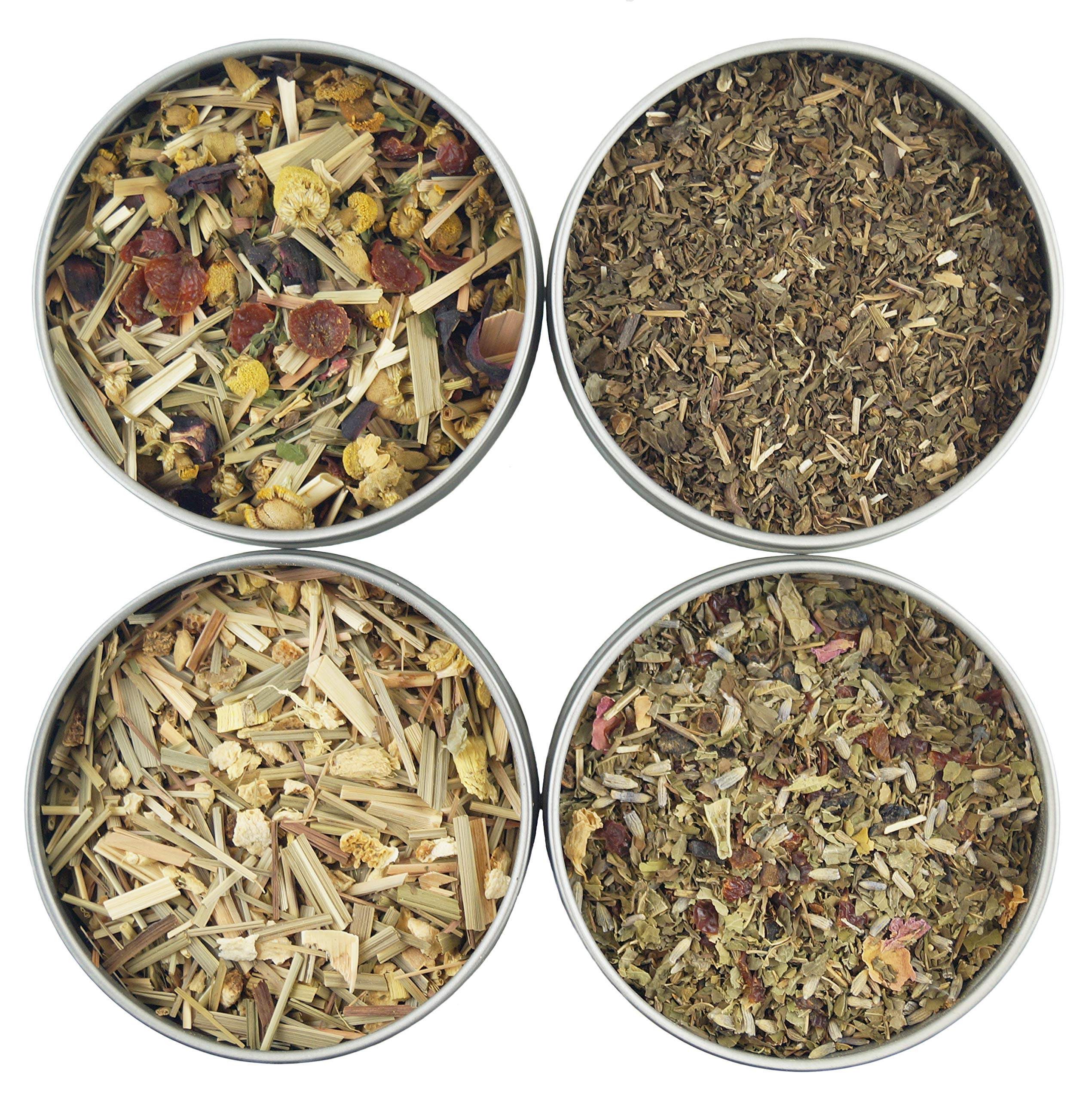 Heavenly Tea Leaves Organic Sleep Loose Leaf Herbal Tea Sampler Set, 4 Assorted Naturally Caffeine-Free Tisanes (Approx. 80 Servings)