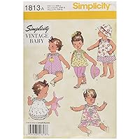 Simplicity 1813 Vintage Fashion Baby's Hat, Underwear, Pants, Top, Romper, and Dress Swing Patterns, Sizes XXS-L