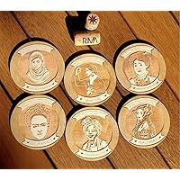 Set of 6 Wood Coasters - Feminist Collection