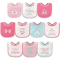 Luvable Friends Unisex Baby Cotton Terry Drooler Bibs with PEVA Back