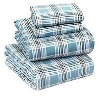Sleepdown 100% Cotton Flannel Sheets Queen Size - Super Soft, Heavyweight, Double Brushed, Anti-Pill Flannel Queen Sheets - 16