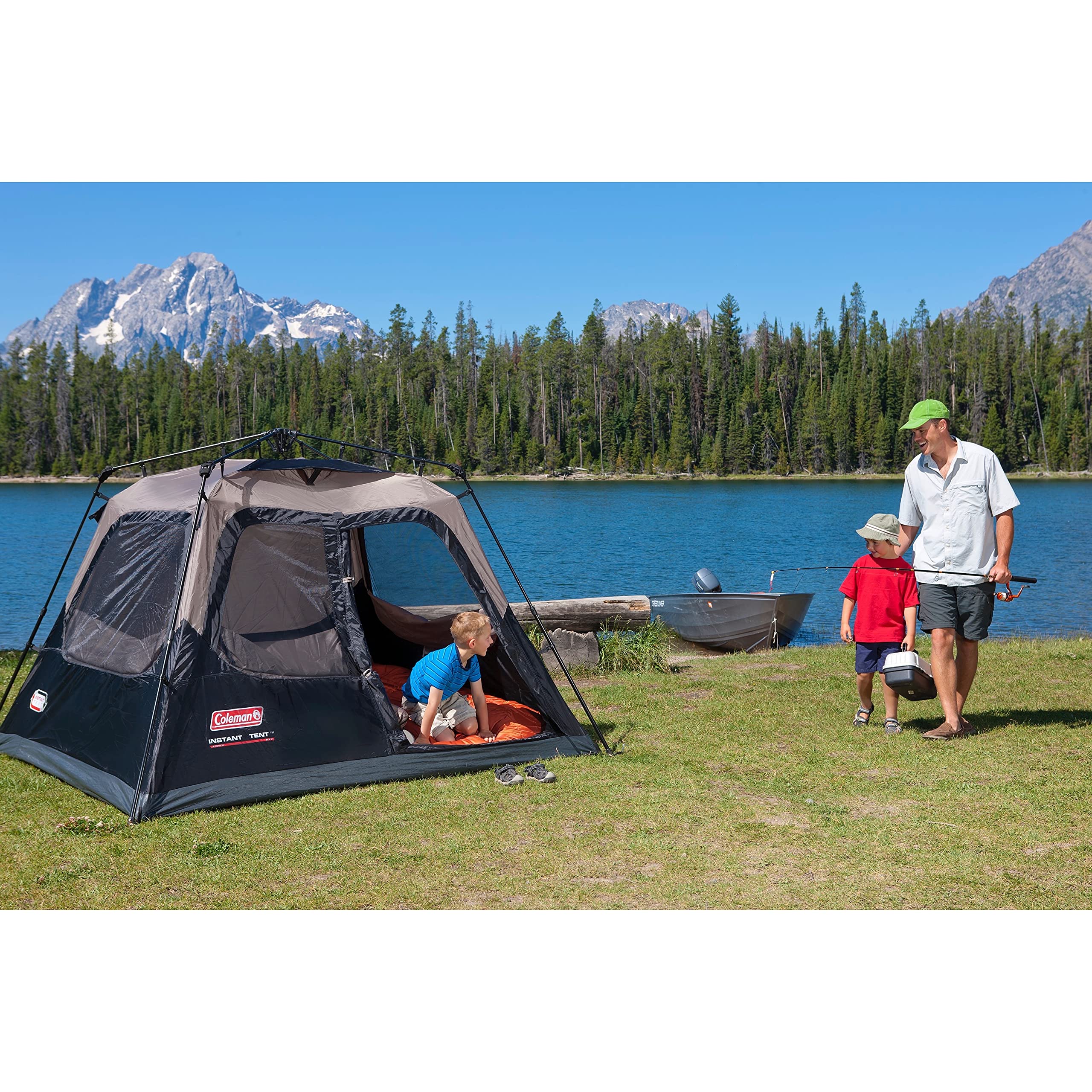 Coleman Camping Tent with Instant Setup, 4/6/8/10 Person Weatherproof Tent with WeatherTec Technology, Double-Thick Fabric, and Included Carry Bag, Sets Up in 60 Seconds