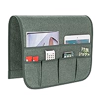 Sofa Armrest Storage Organizer with 6 Pockets Chair Non-Slip Armchair Caddy for Recliner Remote Holder, TV Control, Cell Phone (Light Grey)