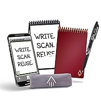 Rocketbook Smart Reusable Notebook, Mini Spiral Notebook, Scarlet Sky, (3.5