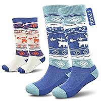 Socks Daze 2 Pack Kids Merino Wool Blend Ski Socks Knee High Winter Warm Snowboard Skating Socks for Boys Girls Toddler