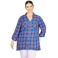Ruby Rd. Womens Womens Plus-Size Flannel TopBlouse