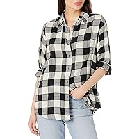 Angie Womens Plaid Button Up Top