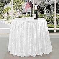 White Sequin Tablecloths Round 90 inch Glitter Shiny Table Cover for Christmas Wedding Birthday Baby Shower Holiday Event Party Dinners Candy Cake Table Decoration