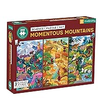 Momentous Mountains Science Puzzle Set from Mudpuppy, Includes Three 100-piece Puzzles with Colorful Illustrations of Famous Mountain ranges, Ages 6+, Trifold Insert with Fun Science Facts Included