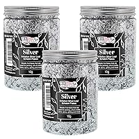 U.S. Art Supply Metallic Foil Schabin Gilding Silver Leaf Flakes - Imitation Silver 10 Gram Bottle (Pack of 3) - Gild Picture Frames, Paintings, Furniture, Decorate Epoxy Resin, Nails, Jewelry, Slime