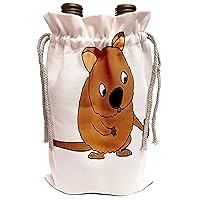 3dRose Funny Australian Quokka taking Selfie Cartoon-Wine Bag, 13.5 by 8.5-inch , Beige