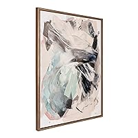 Kate and Laurel Sylvie Painted Flow II Framed Canvas Wall Art by Amy Lighthall, 28x38 Gold, Modern Abstract Painted Brushstrokes Art for Wall