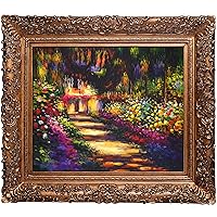 overstockArt Pathway in Monet's Garden at Giverny with Burgeon Gold Framed Oil Painting, 33.5