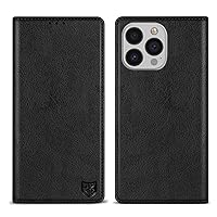 ZZXX for iPhone 13 Pro Wallet Case with [RFID Blocking] Card Slot Stand Strong Magnetic Leather Flip Fold Protective Phone Case for iPhone 13 Pro Case Wallet(Black-6.1 inch)