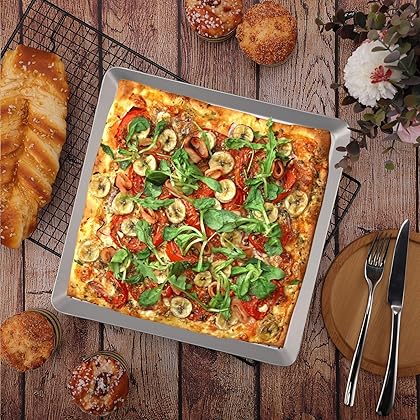 Beasea Square or Round Pizza Pan for Oven, 11.8