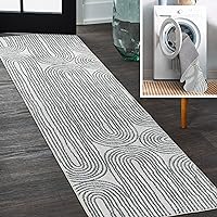 JONATHAN Y WSH310A-28 Doodle Contemporary Glam Geometric Machine-Washable Cream/Dark Gray 2 ft. x 8 ft. Runner Rug, Bohemian, Contemporary, Modern for Bedroom, Living Room, Kitchen, Entryway/Hallway