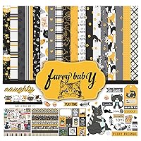 Black & Yellow Cat Theme Collection Double,Sided Scrapbook Paper Kit Cardstock 12