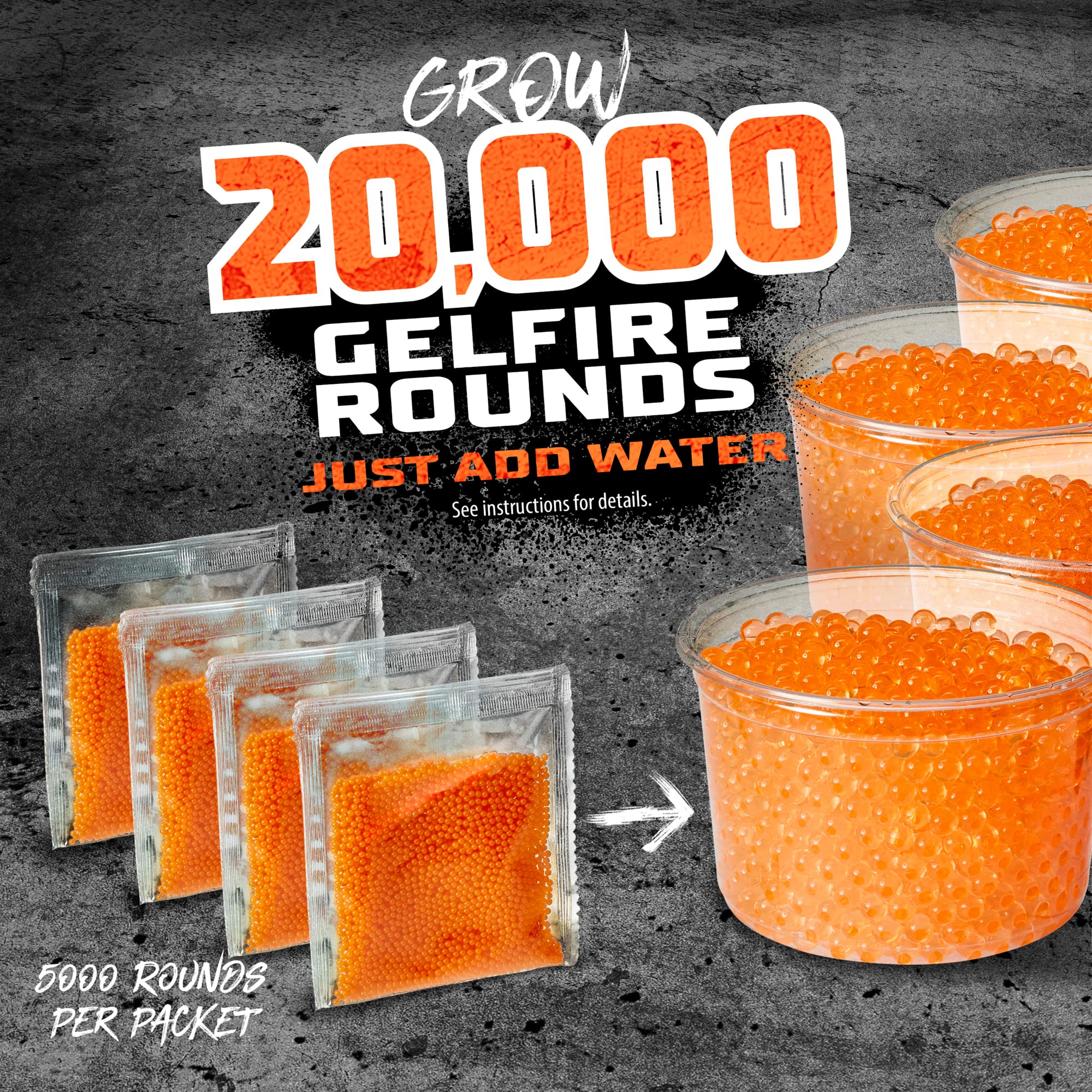 NERF Pro Gelfire Refill, 20,000 Dehydrated Gelfire Rounds, 1x 800 Round Hopper, Use Pro Gelfire Blasters, Ages 14 & Up