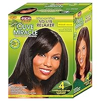 African Pride Olive Miracle Deep Conditioning No-Lye Relaxer - Regular Kit 4-Count