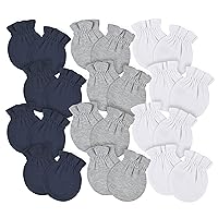Gerber Baby 8-Pack Scratch Mittens, Navy/Gray/White, 0-3 Months (12-Pack)